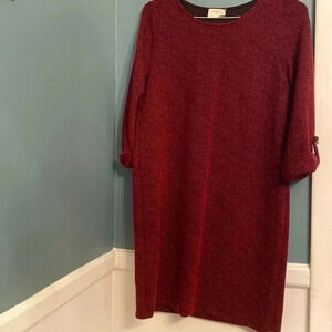 Everly red and black 3/4 sleeve dress